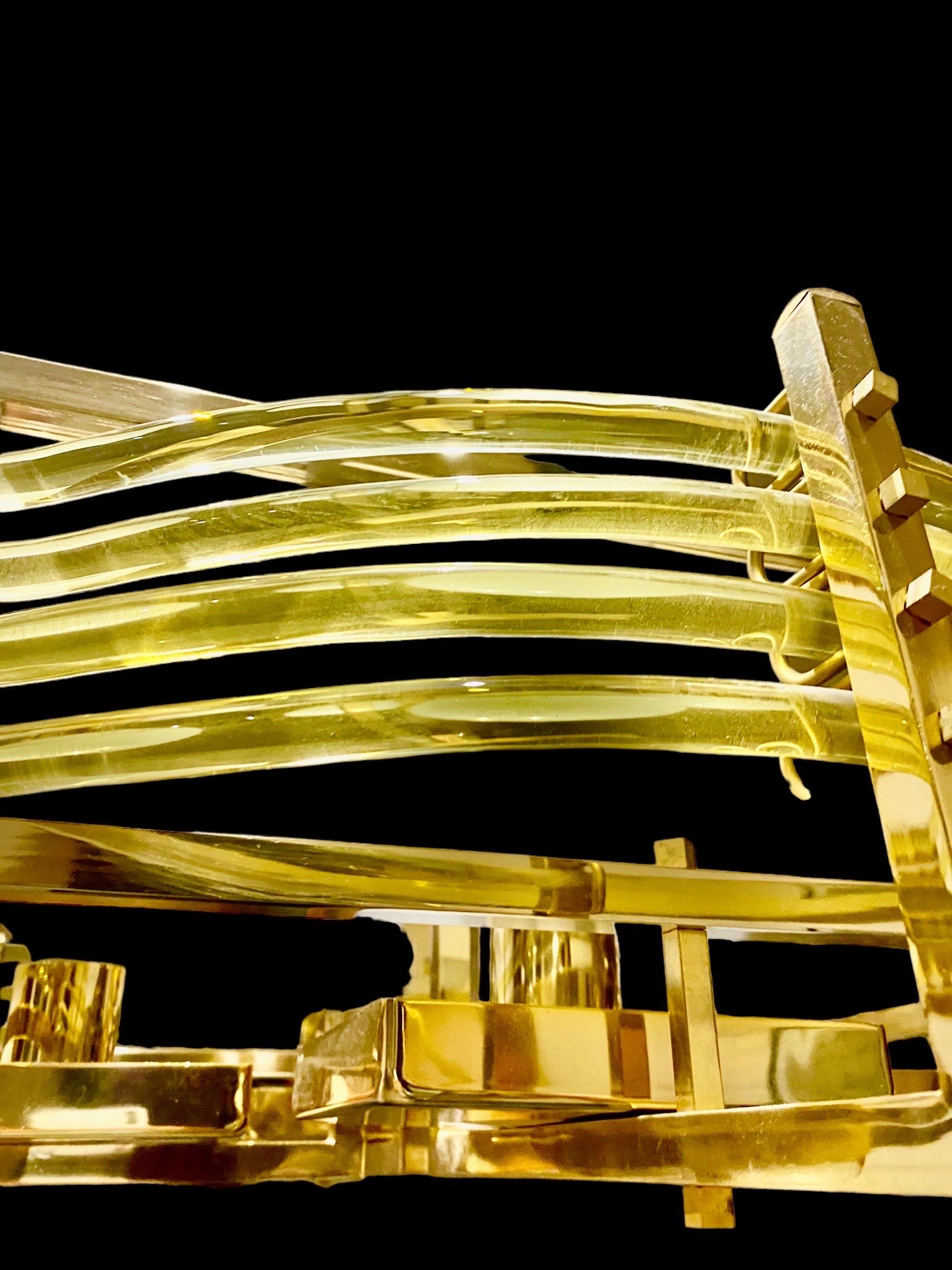 Murano Glass Gaetano Sciolari Chandelier Glass Murano with Gold Plated Structure Model Unique