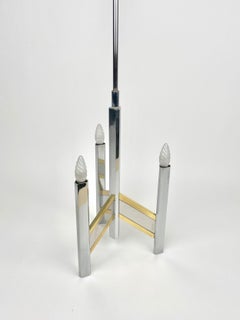 Gaetano Sciolari Lampadario a sospensione Ottone e Cromo Italia anni '70