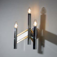 Gaetano Sciolari Chrome and Brass-plated Wall Lamp, 1970s