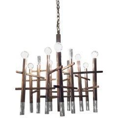 Gaetano Sciolari Chrome and Lucite Baton Chandelier