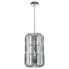 Gaetano Sciolari Chrome Bird Cage Pendant for Lightolier