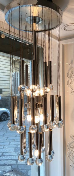 Lustre à boules en verre chromé de Gaetano Sciolari