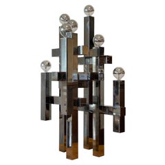 Gaetano Sciolari Cityscape Table Lamp, Polished Metal, 1970s