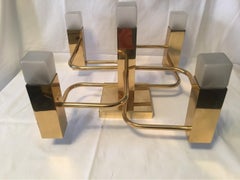 Gaetano Sciolari Designed Gilt Flushmount Lamp by S.A. Boulanger, Italy