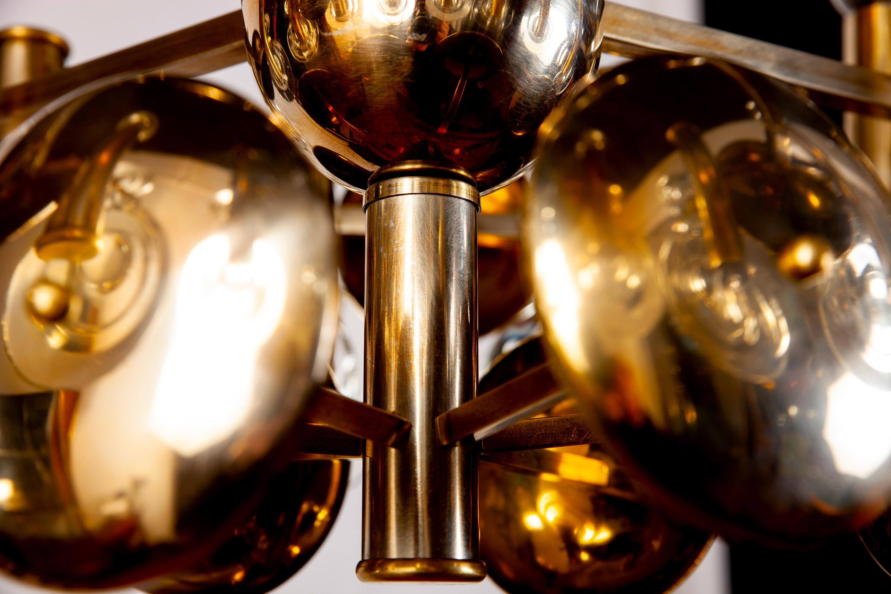 Mid-Century Modern Gaetano Sciolari Fabulous Brass and Glass Lens Chandelier, Italy, 1960s For Sale