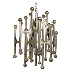 Gaetano Sciolari for Lightolier 36 Bulb Chrome Chandelier