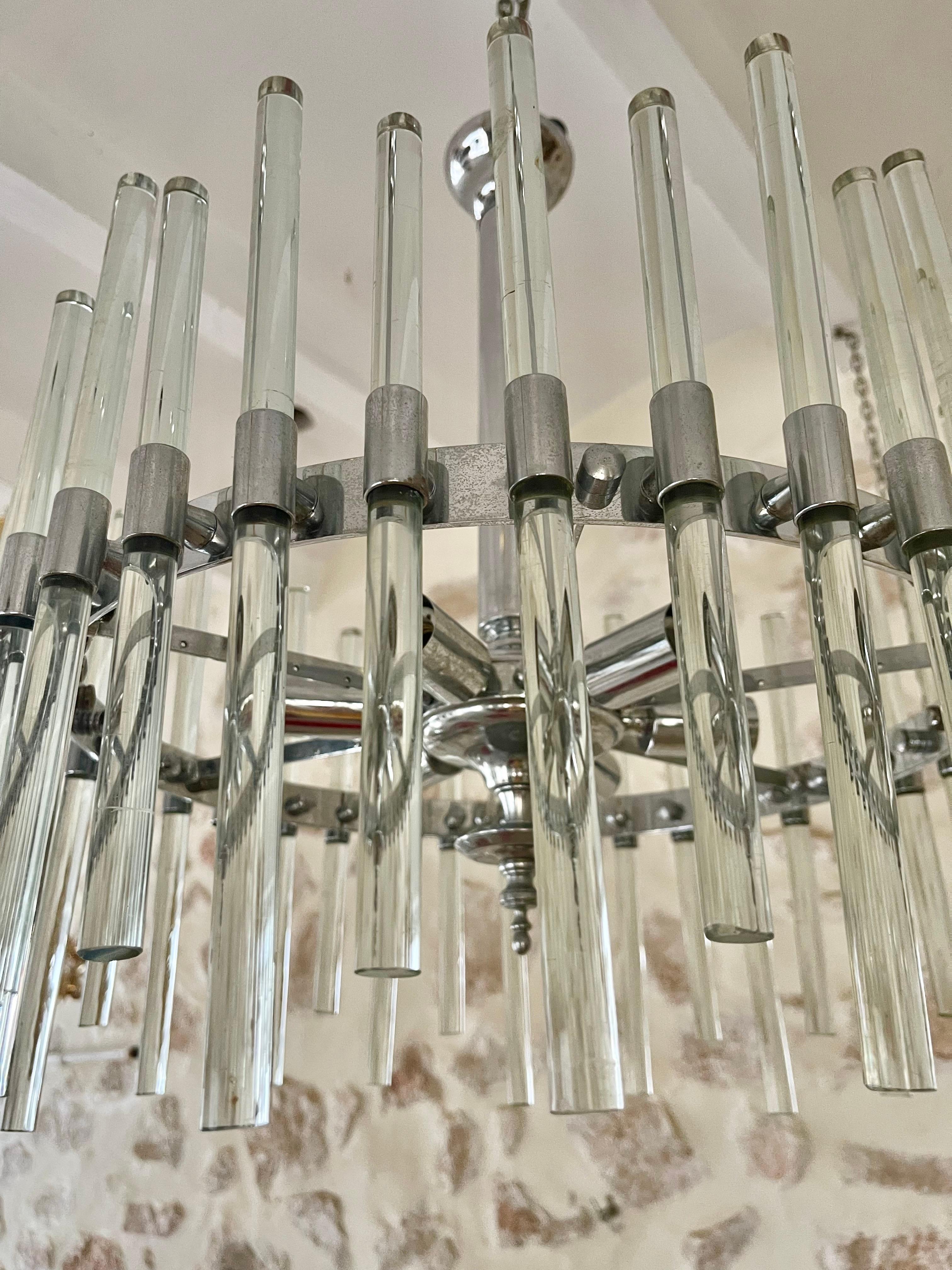 italien Rare chrome de Gaetano Sciolari pour Lightolier Glass, Italie, années 1960
