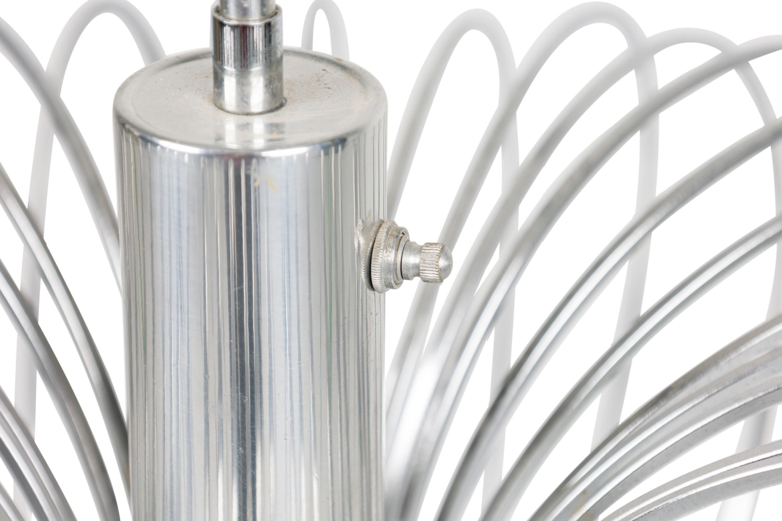 Gaetano Sciolari for Lightolier Italian Mid-Century Round Metal Cage Chandelier In Good Condition For Sale In Queens, NY