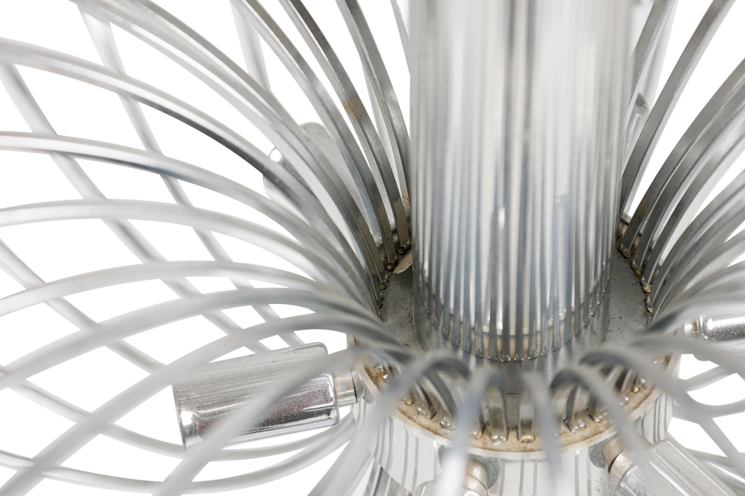 20th Century Gaetano Sciolari for Lightolier Italian Mid-Century Round Metal Cage Chandelier For Sale