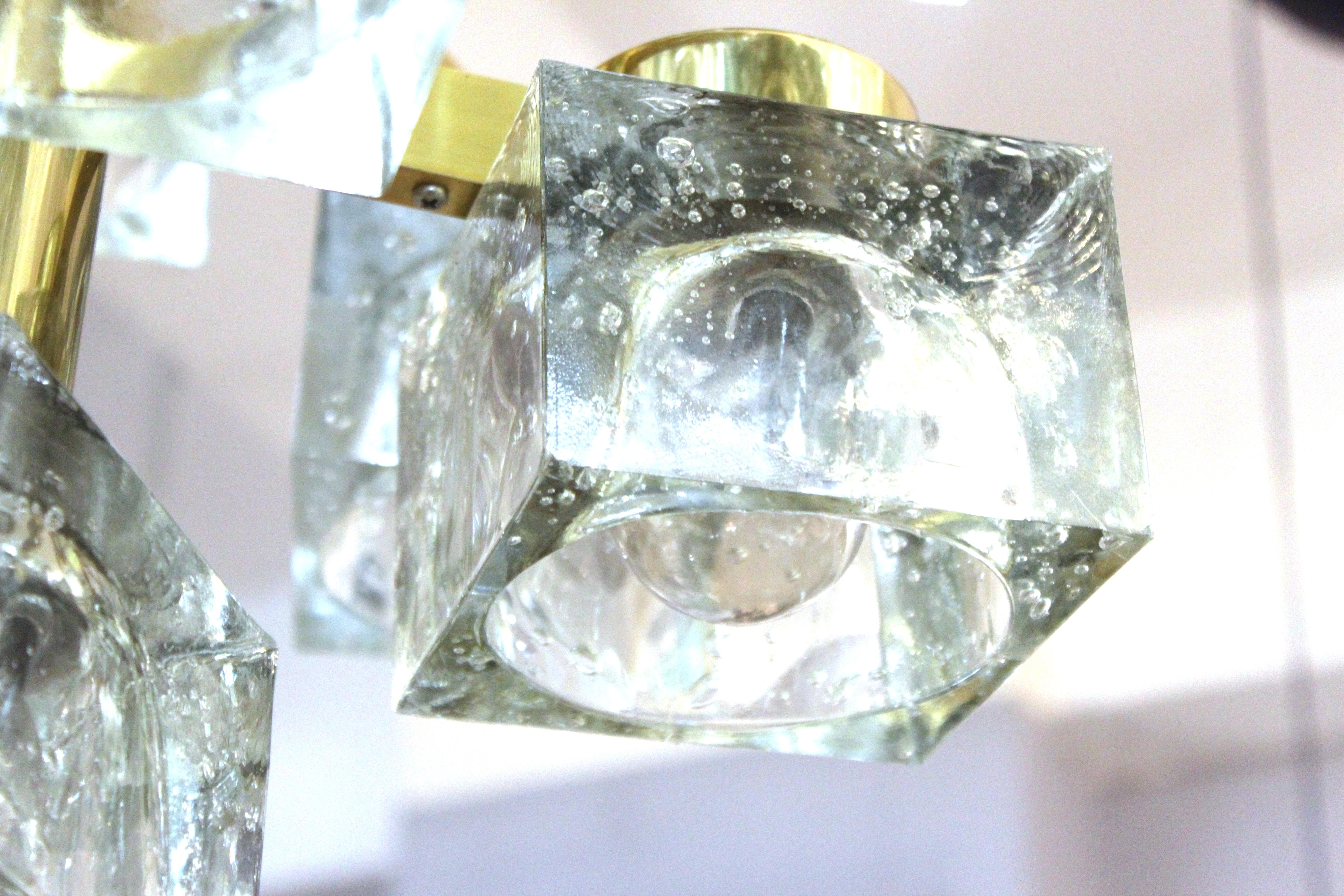 Late 20th Century Gaetano Sciolari for Lightolier Italian Modern Frosted Glass Cube Chandelier