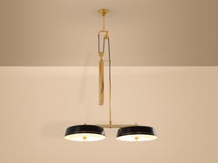 Gaetano Sciolari for Stilnovo painted metal brass pulley chandelier 1950