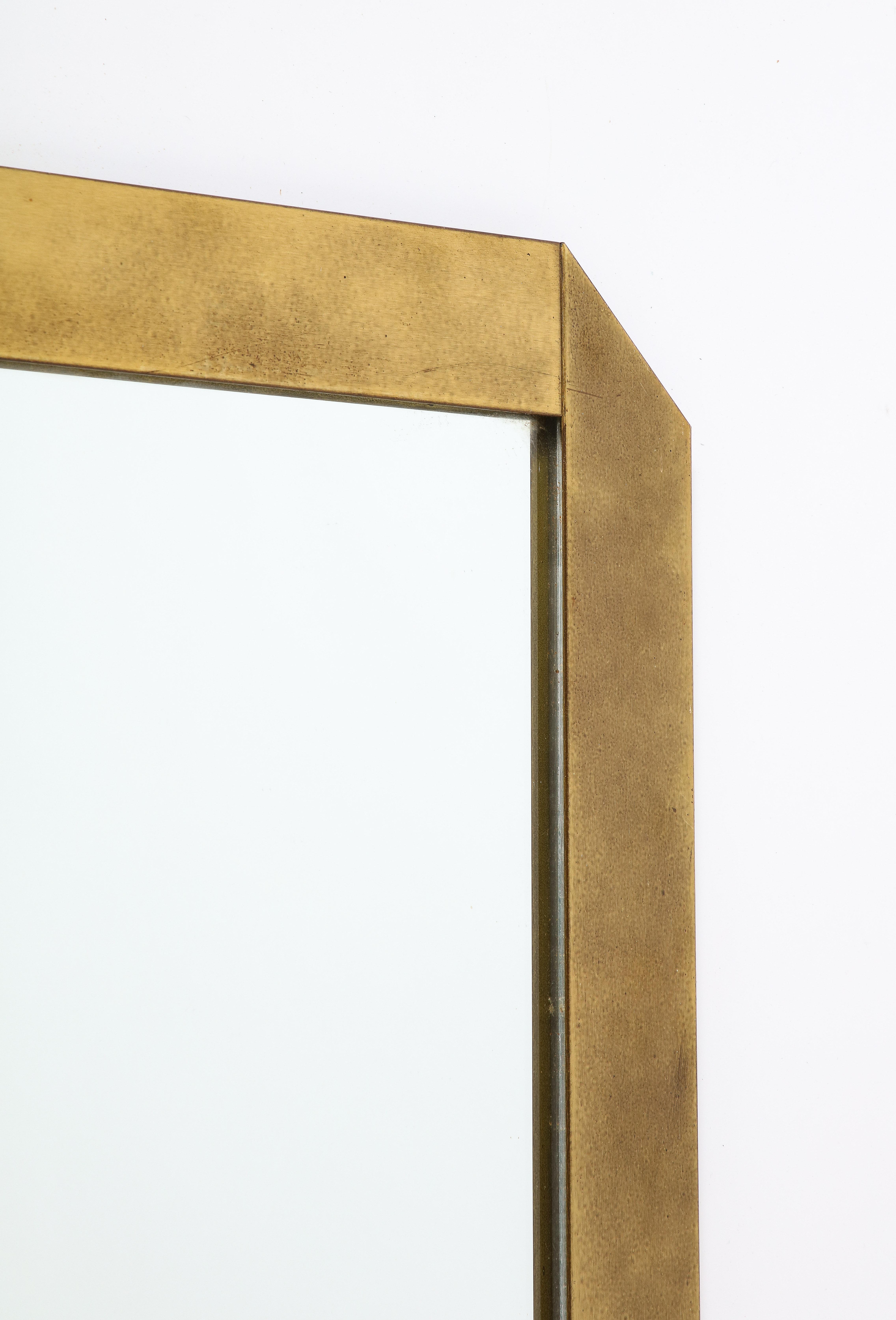 Late 20th Century Gaetano Sciolari for Valenti Brushed Brass Square Mirror, Italy, circa 1970 