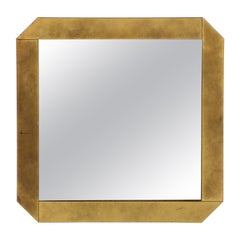 Miroir carré en laiton brossé Gaetano Sciolari pour Valenti, Italie, vers 1970