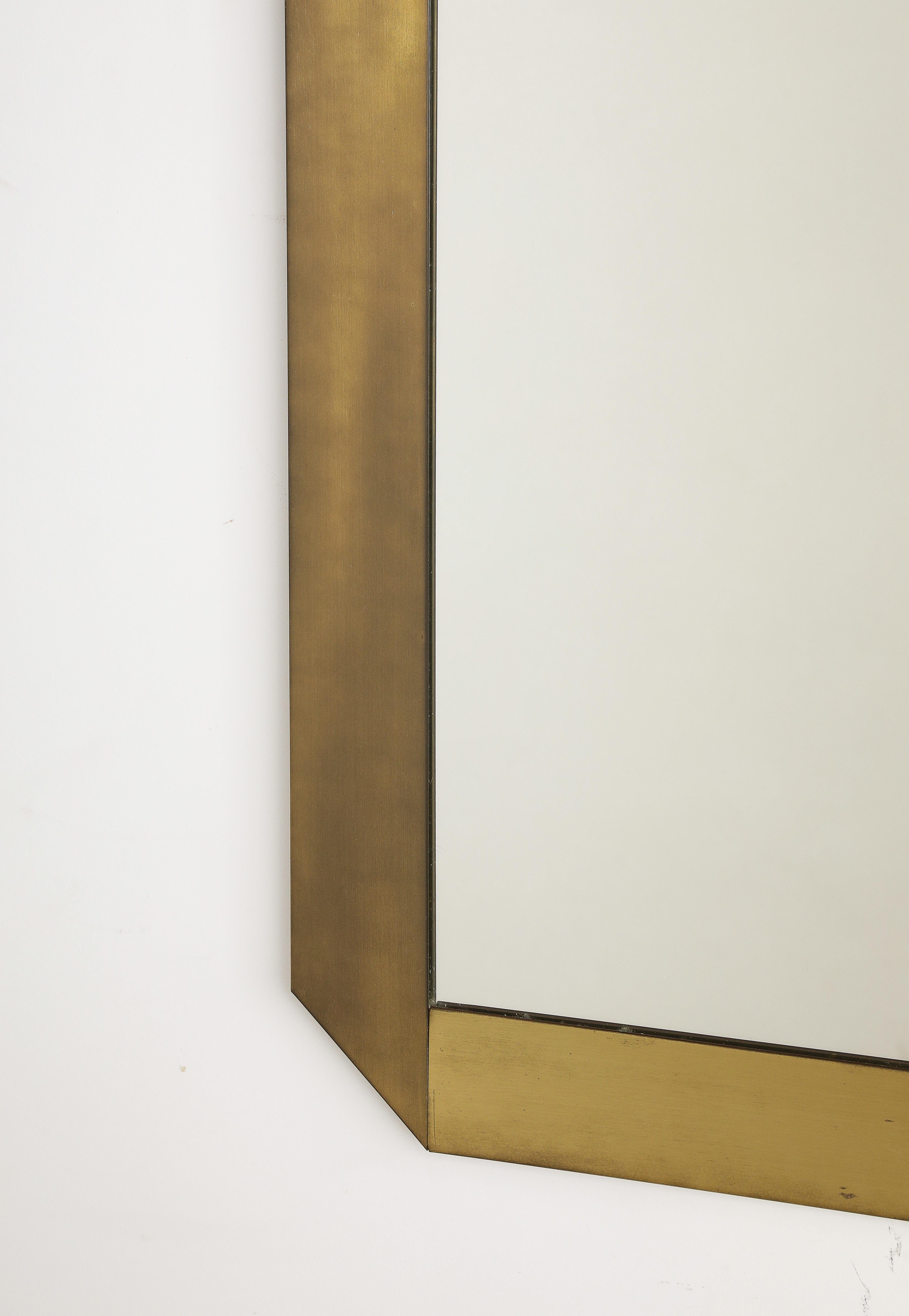 Gaetano Sciolari for Valenti Brushed Brass Wall Mirror, Italy, circa 1970 For Sale 4