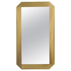 Gaetano Sciolari for Valenti Brushed Brass Wall Mirror, Italy, circa 1970