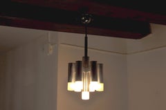 Gaetano Sciolari Geometric Chandelier, 7 Burners, Italy, 1970