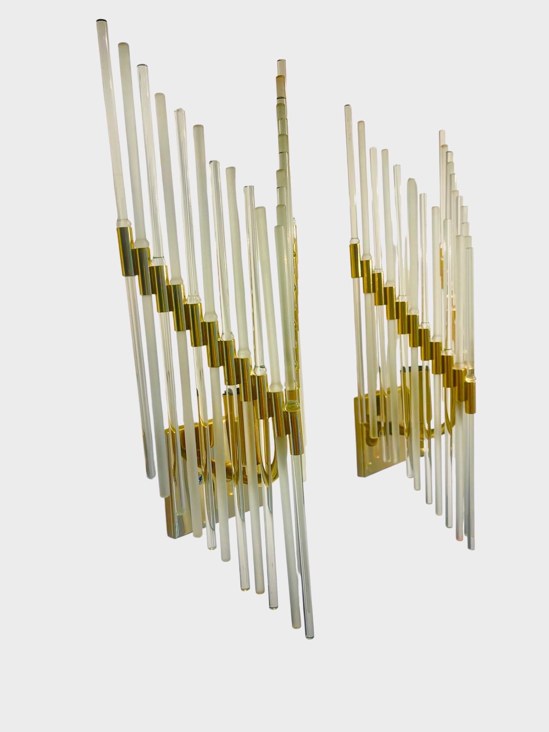 Gaetano Sciolari par de apliques de cristal de murano, italia años 70 Italiano en venta