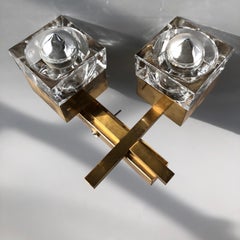 Gaetano Sciolari Gold Cubic Single Sconce