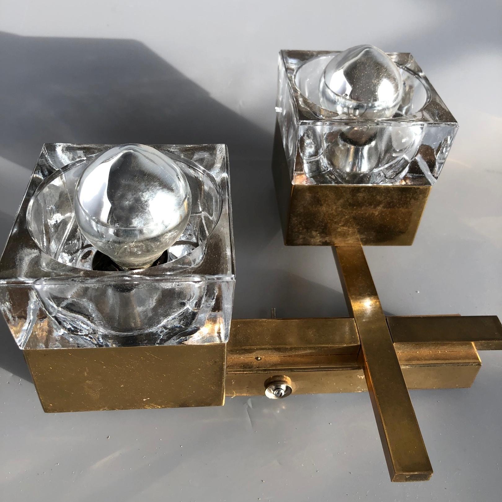 Mid-20th Century Gaetano Sciolari Gold Cubic Single Sconce For Sale