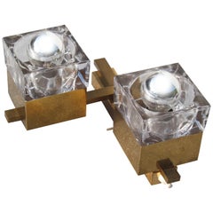 Gaetano Sciolari Gold Cubic Single Sconce