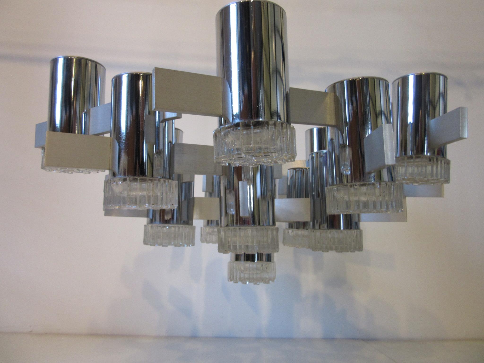 Modern Italian Gaetano Sciolari Hanging Light Fixture 