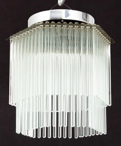 Gaetano Sciolari Hexagonal Glass Rod Chandelier