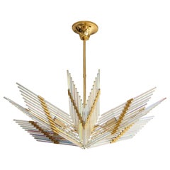Gaetano Sciolari Iridescent and Gold Plated Chandelier