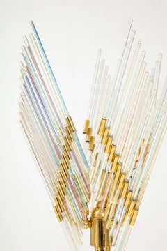 Gaetano Sciolari Iridescent and Gold Plated Standing Lamp