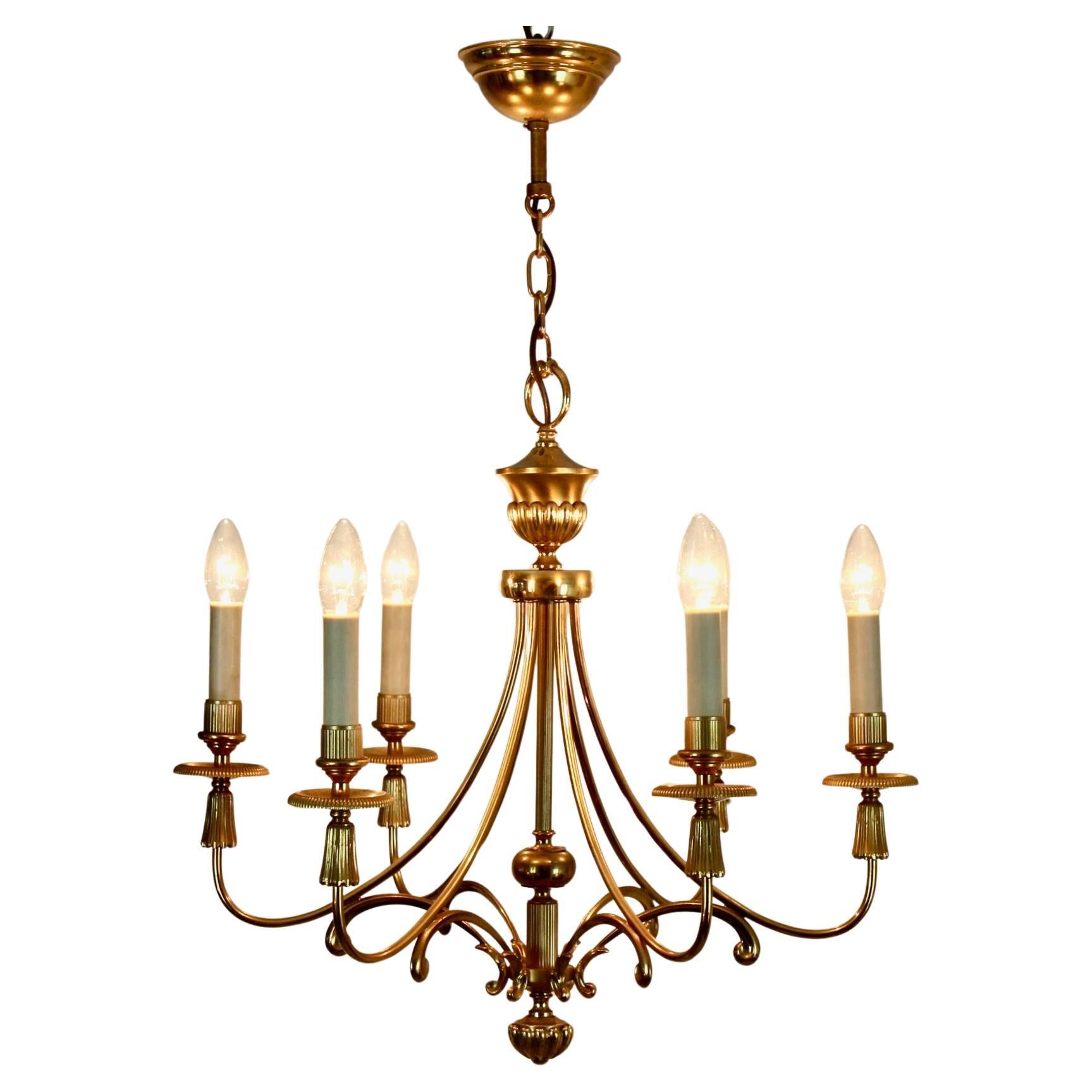 Gaetano Sciolari Italian Brass Six-light Chandelier