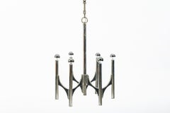 Gaetano Sciolari Italian Chrome Mid Century Modern Chandelier, 1970s