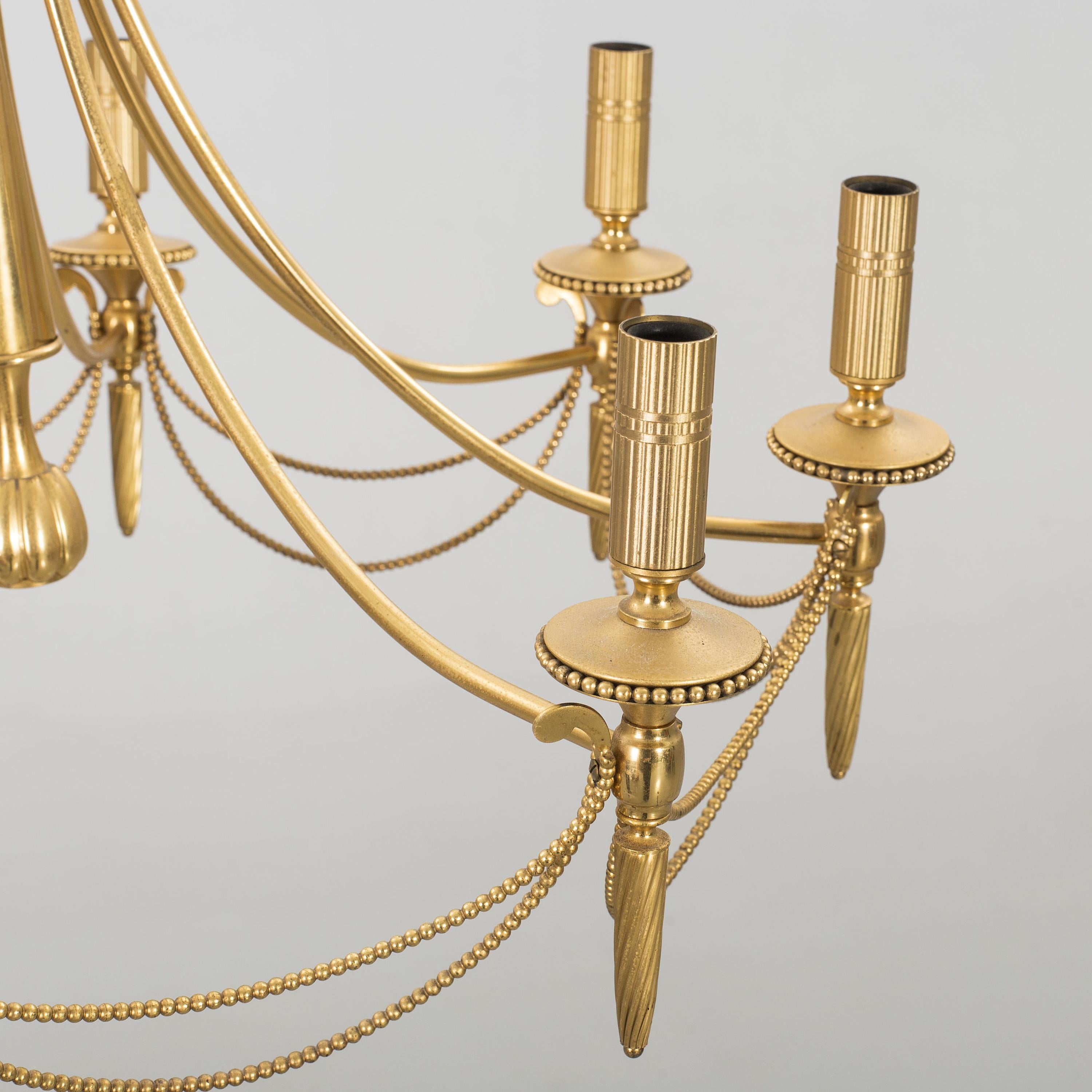 Mid-Century Modern Gaetano Sciolari Italian Midcentury Brass Chandelier For Sale