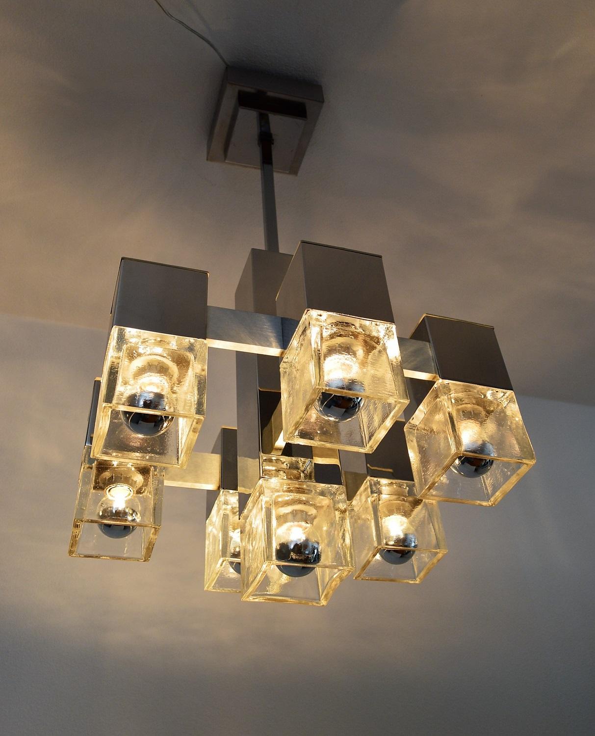 Gaetano Sciolari Italian Mid-Century Modern Cubic Chandelier, 1960s 9