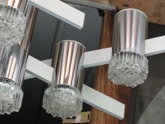 Gaetano Sciolari Italy Design Years '70 Ceiling Lamp Chrome Glass