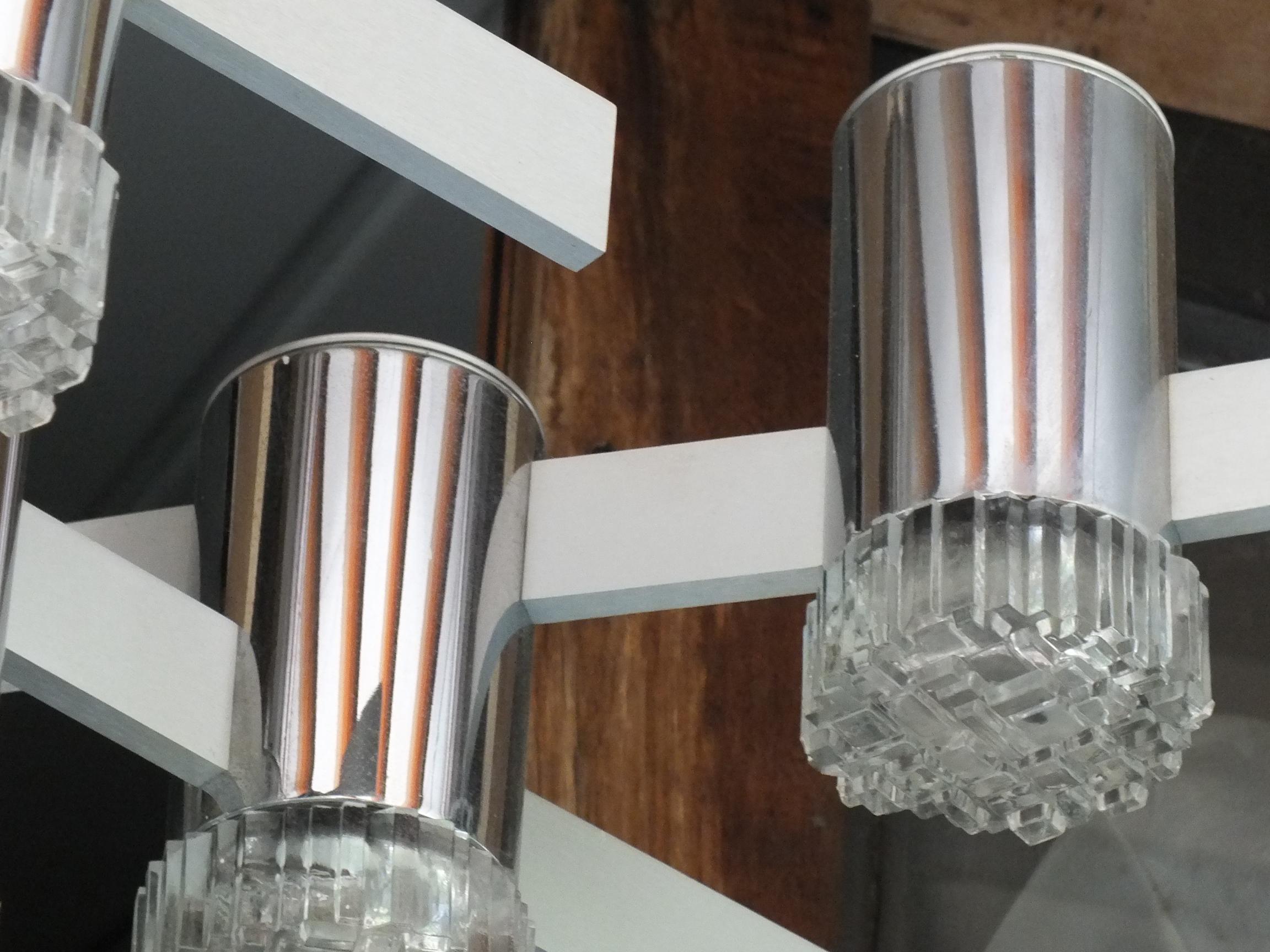 Gaetano Sciolari Italy Design Years '70 Ceiling Lamp Chrome Glass In Good Condition For Sale In Biella, IT