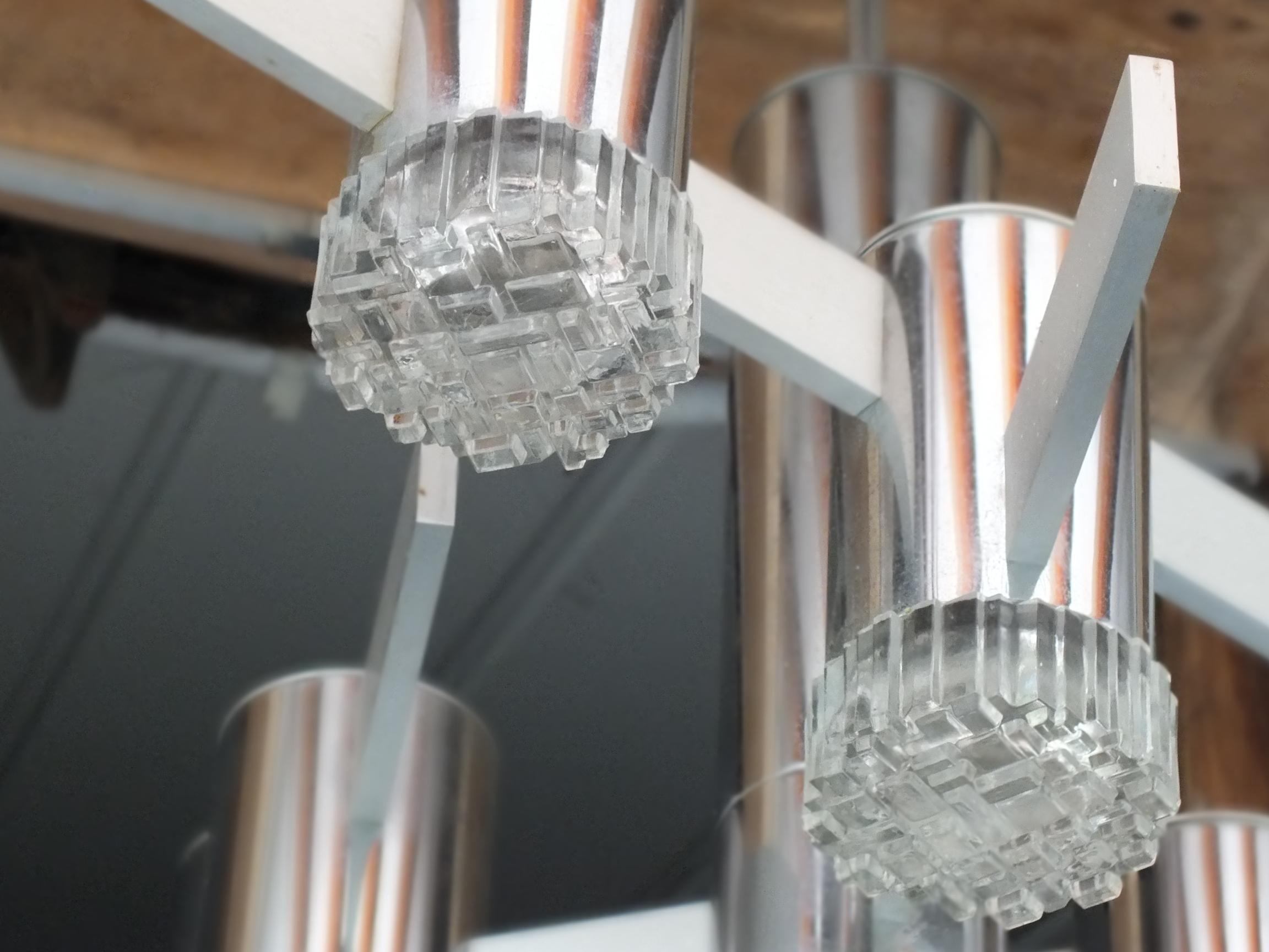Late 20th Century Gaetano Sciolari Italy Design Years '70 Ceiling Lamp Chrome Glass For Sale