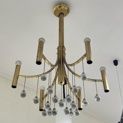 Gaetano Sciolari Brass Chandelier Mid-Century Design Modernism