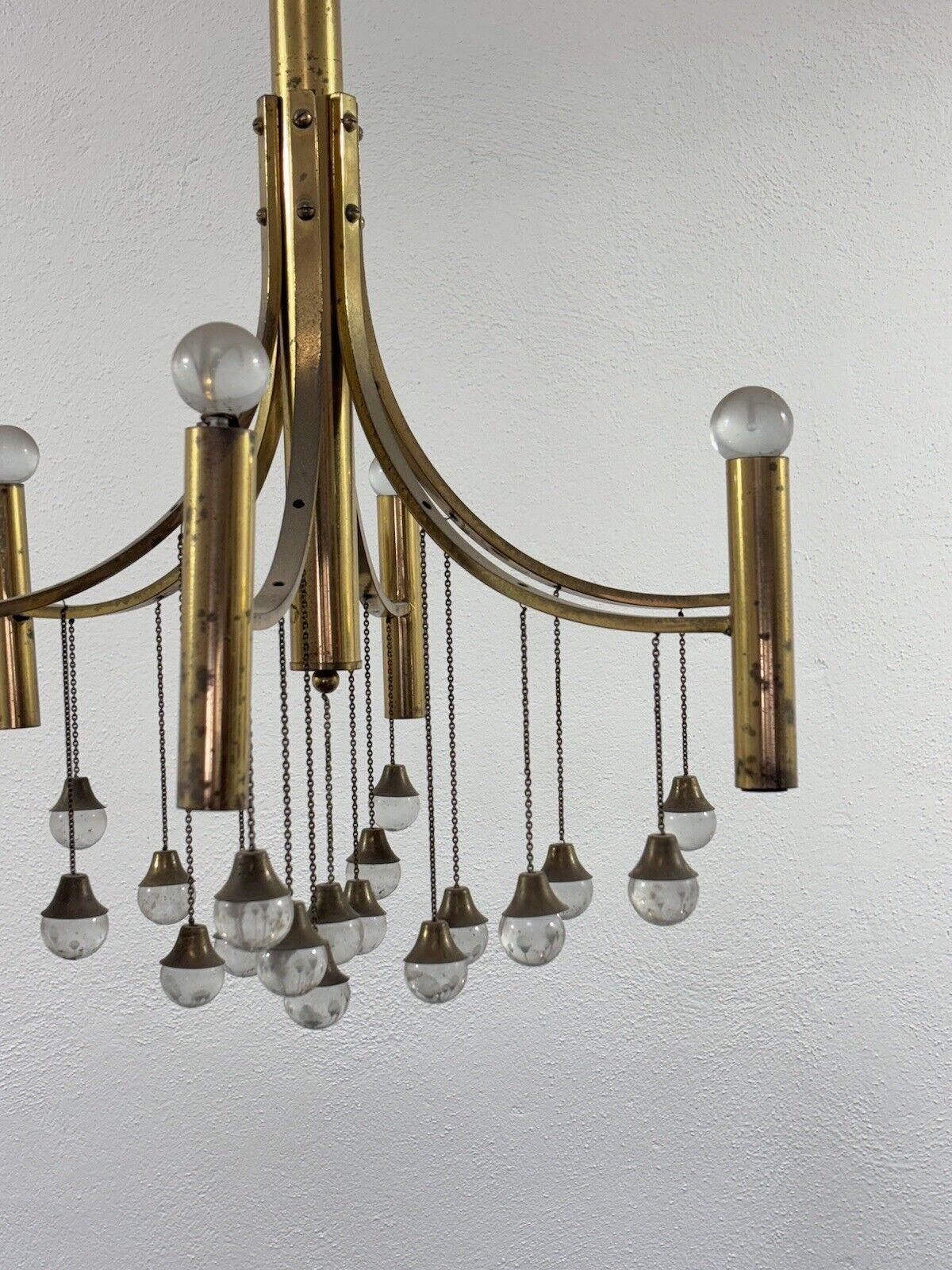Italian Gaetano Sciolari Brass Chandelier Mid-Century Design Modernism For Sale