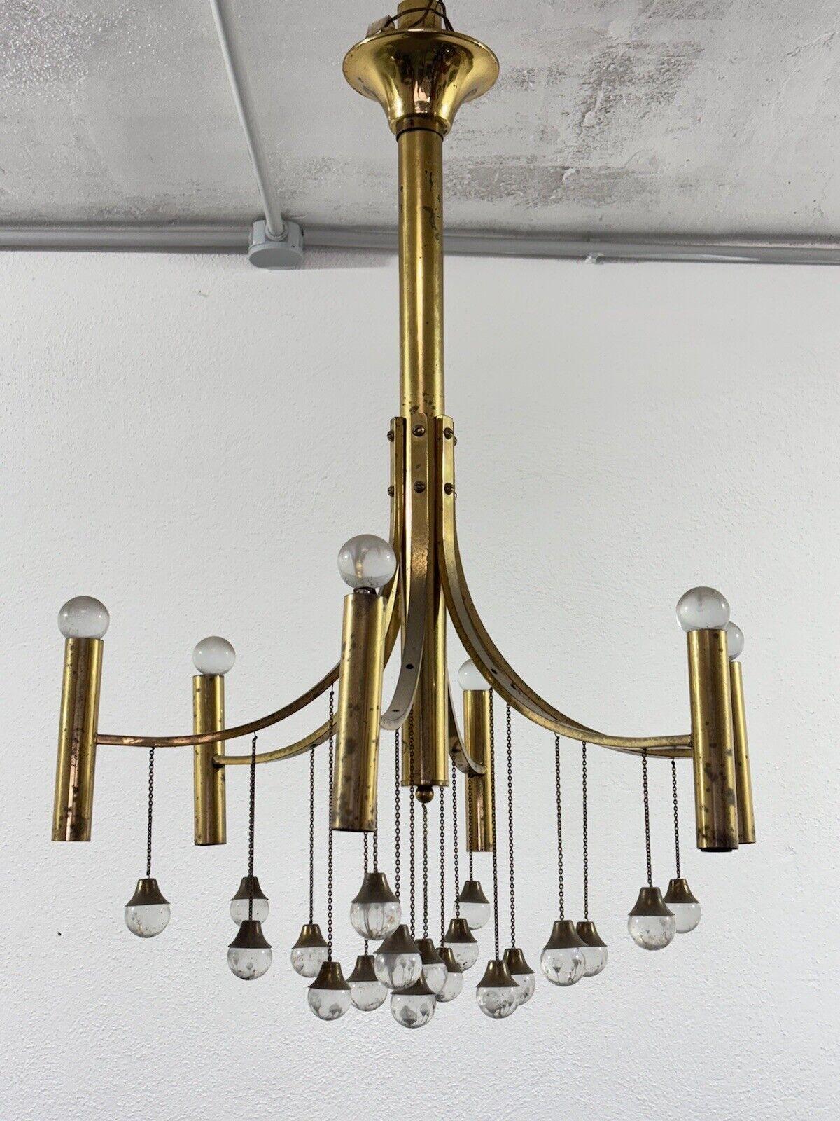 Gaetano Sciolari Brass Chandelier Mid-Century Design Modernism In Good Condition For Sale In Taranto, IT