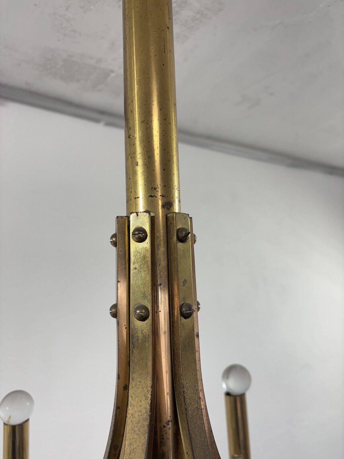 Gaetano Sciolari Brass Chandelier Mid-Century Design Modernism For Sale 1