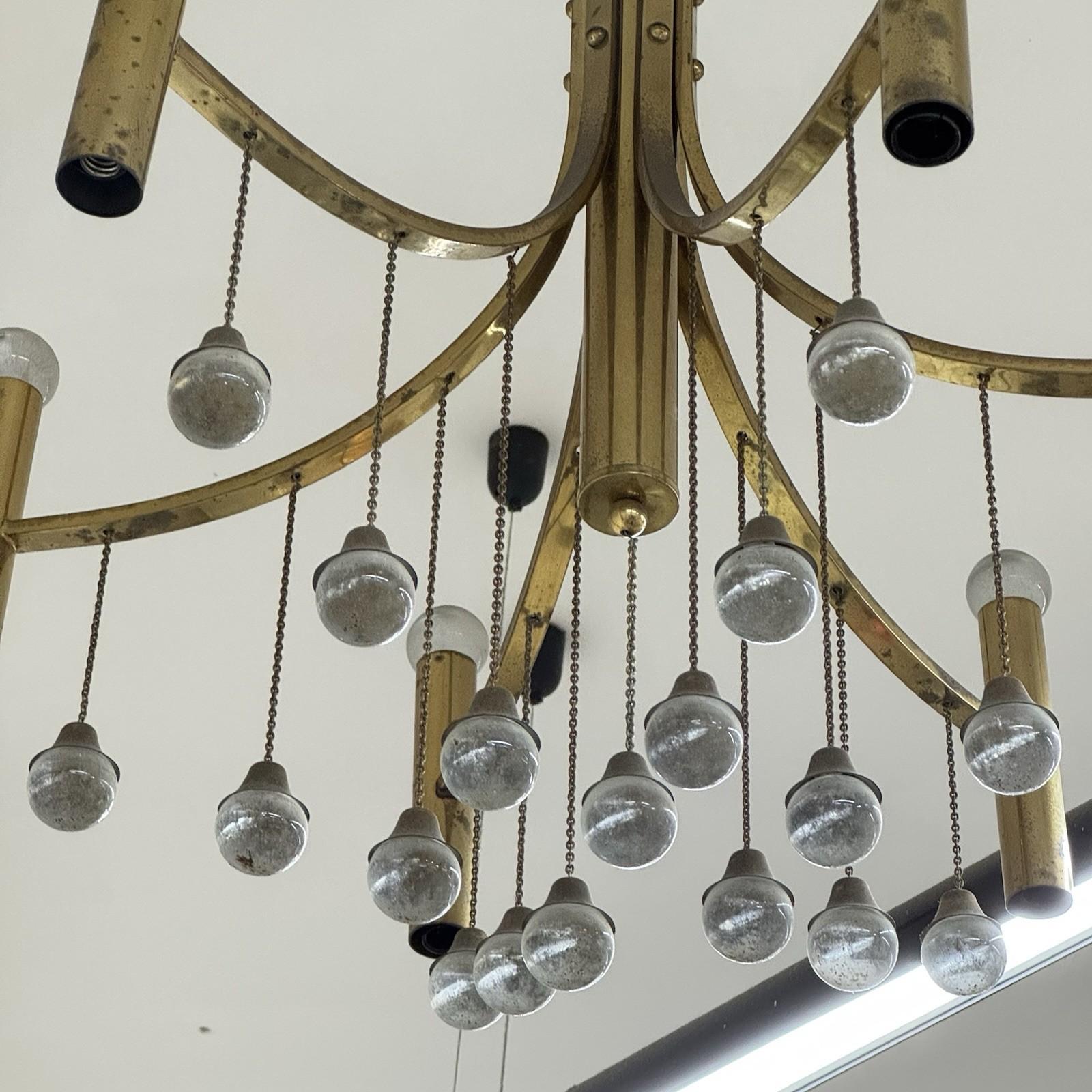 Gaetano Sciolari Lampadario Ottone Mid-Century Design Modernariato in vendita 1