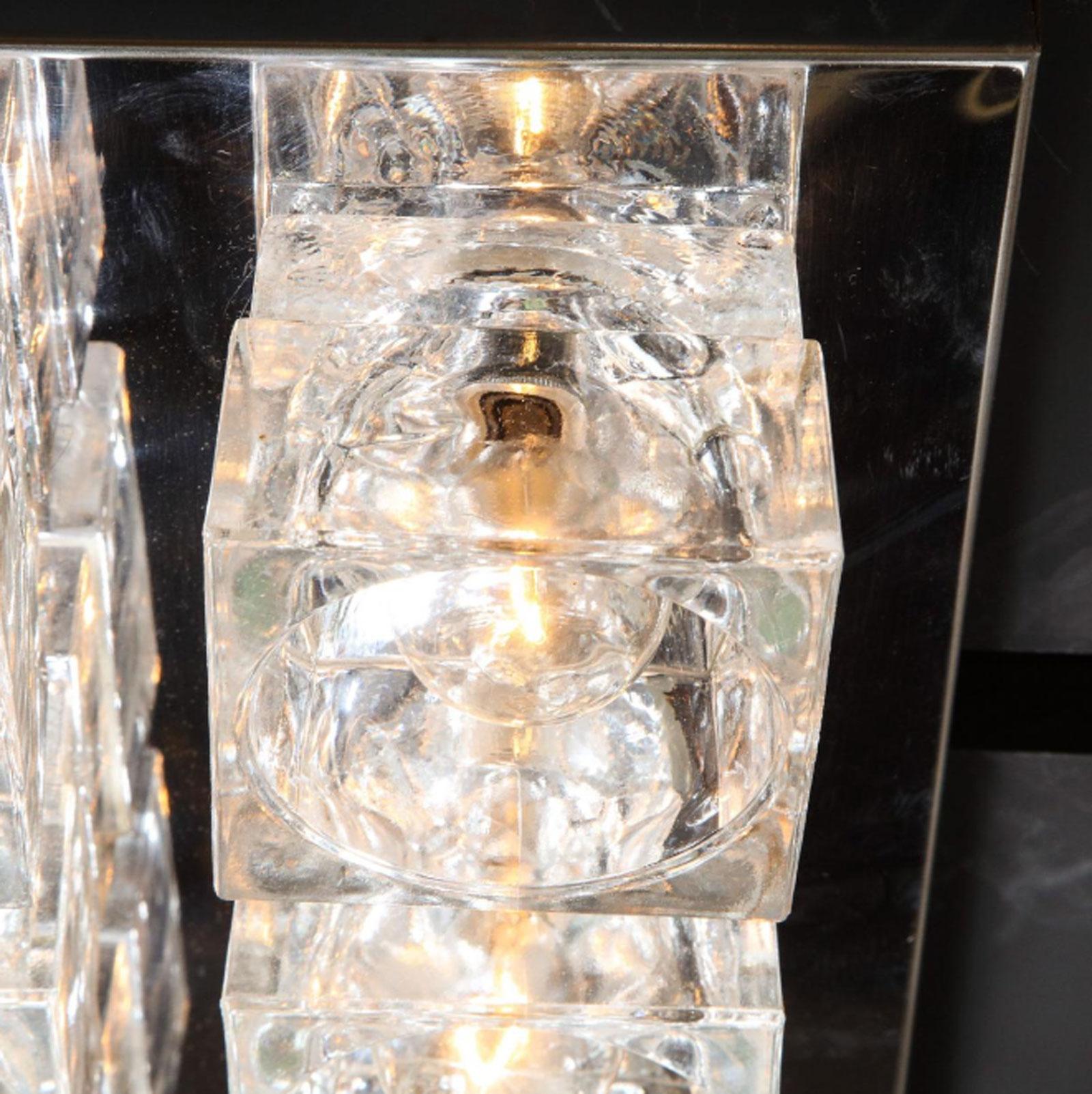 Mid-Century Modern Gaetano Sciolari Large Ice Cube Chrome Flush Light Lightolier, 3 Available For Sale