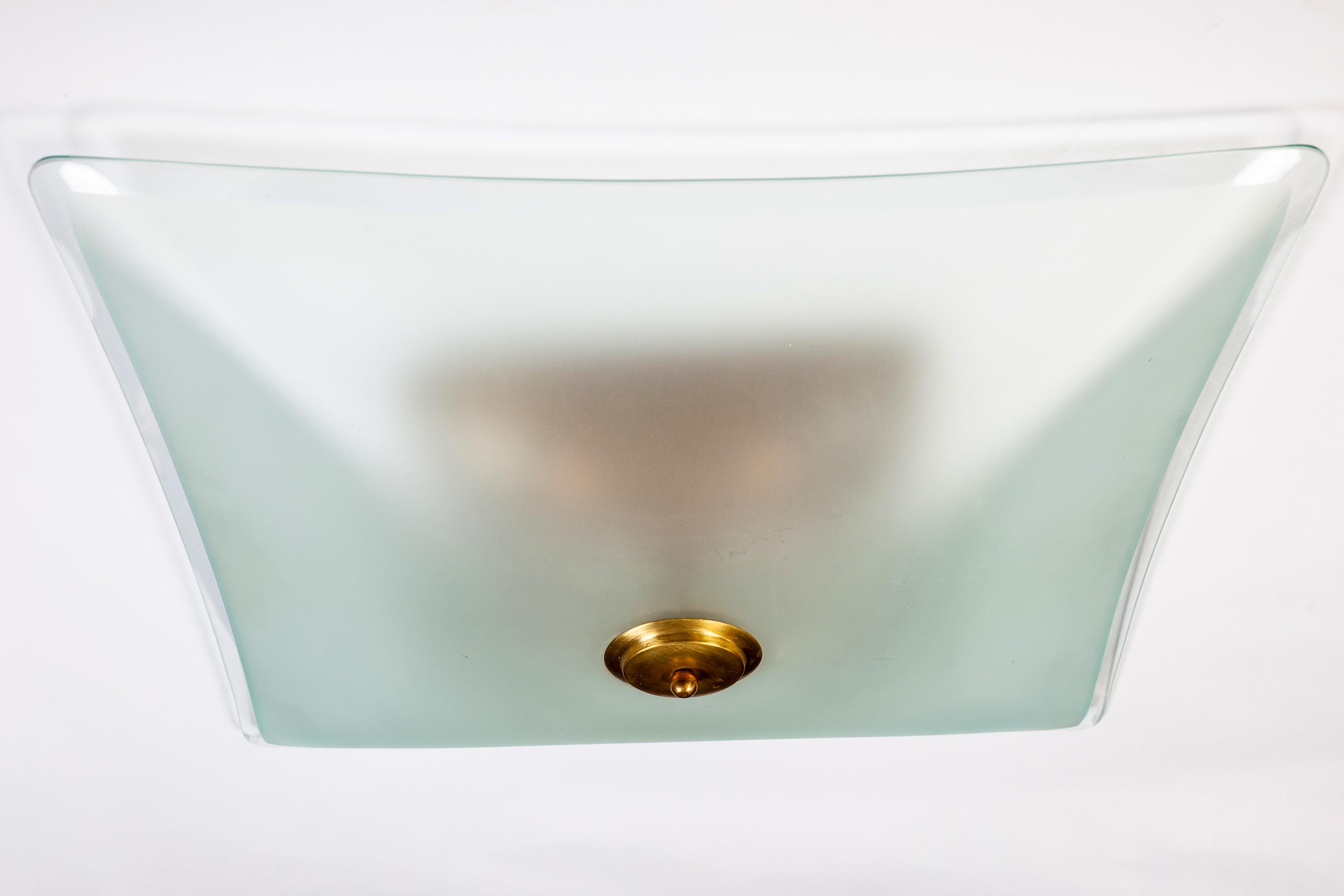 Gaetano Sciolari Monture encastrée moderne en verre de Murano vert clair et laiton, 1960 en vente 4