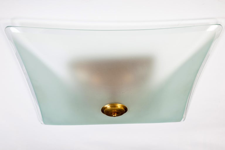 Gaetano Sciolari Light Green Murano Glass and Brass Modern Flush Mount, 1960 For Sale 4