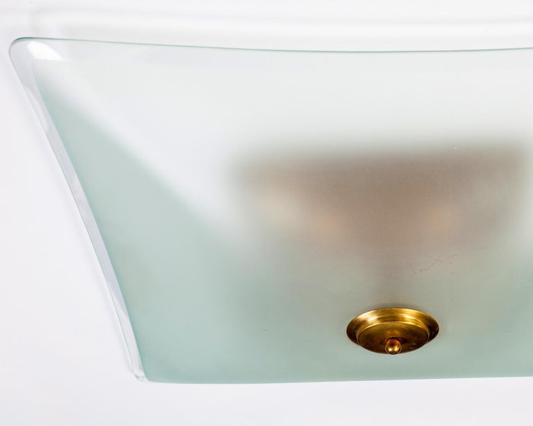 Gaetano Sciolari Light Green Murano Glass and Brass Modern Flush Mount, 1960 For Sale 5