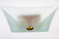 Gaetano Sciolari Light Green Murano Glass and Brass Modern Flush Mount, 1960