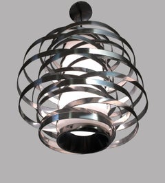 Gaetano Sciolari Max Sauze Cyclone Chrome Chandelier, Italy, 1970s