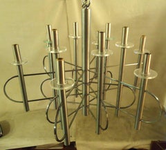 Gaetano Sciolari Mid-Century Italian Chrome Chandelier