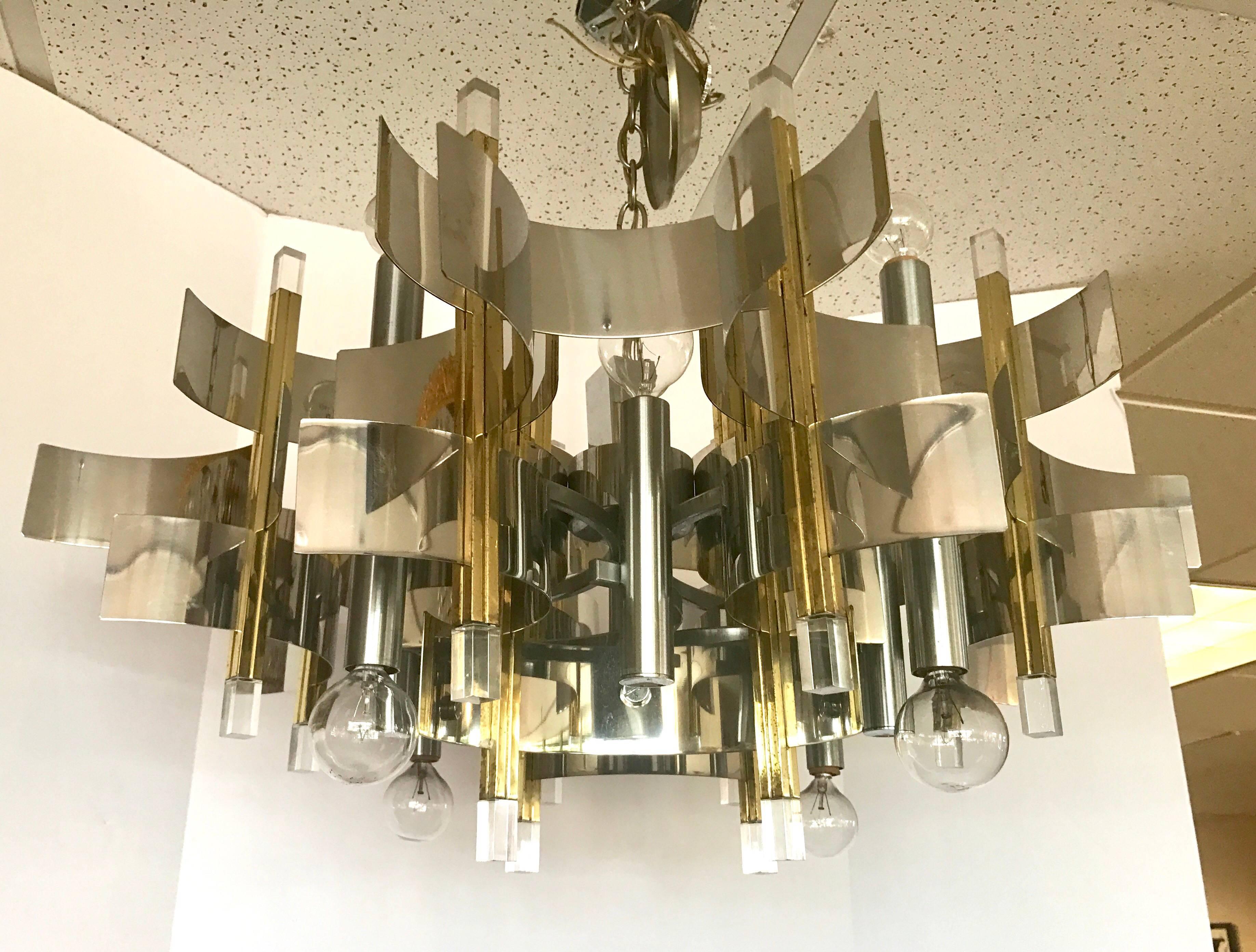 Italian Gaetano Sciolari Mid-Century Modern Chandelier, Italy