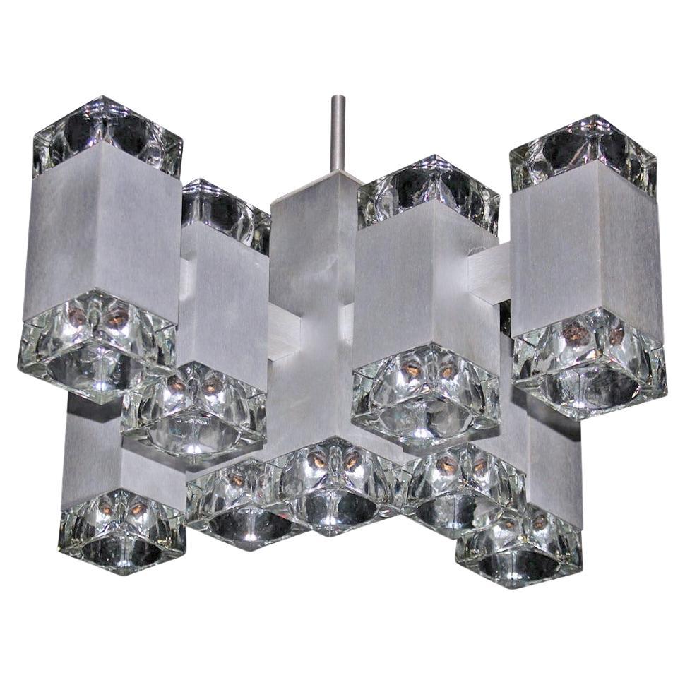 Gaetano Sciolari Mid-Century Modern Seventeen Light Ice Cube Chandelier MINT! For Sale