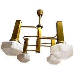 Gaetano Sciolari mid-century murano Chandelier glass Gilt Structure, 1970